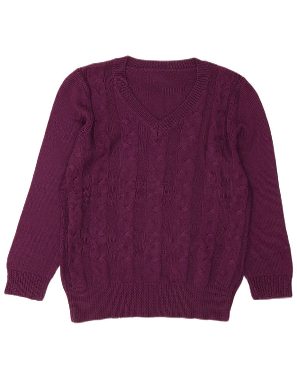 Pulover vintage pentru femei cu decolteu în V UK 16 mare violet acrilic