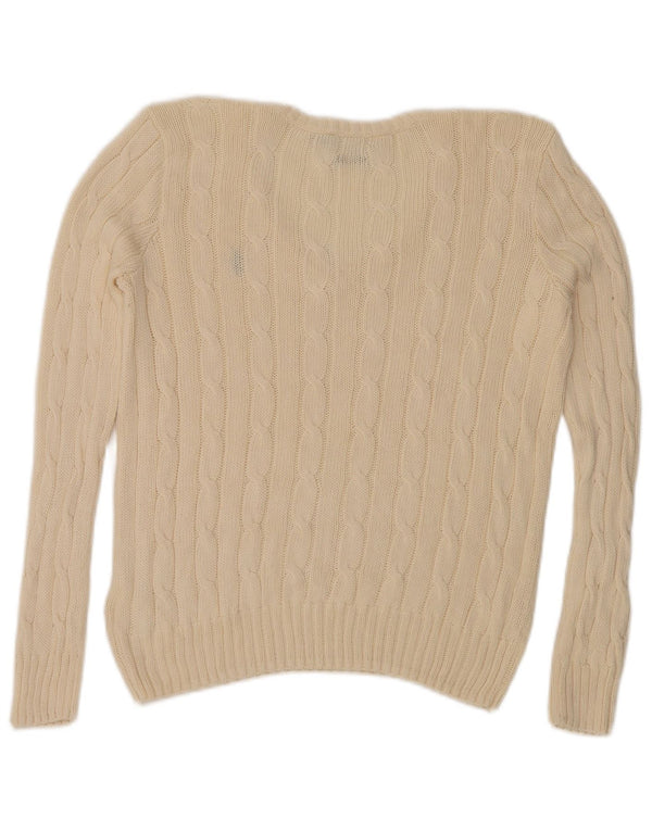 Pulover pentru femei Polo Ralph Lauren cu decolteu în V UK 14 Bumbac mediu bej