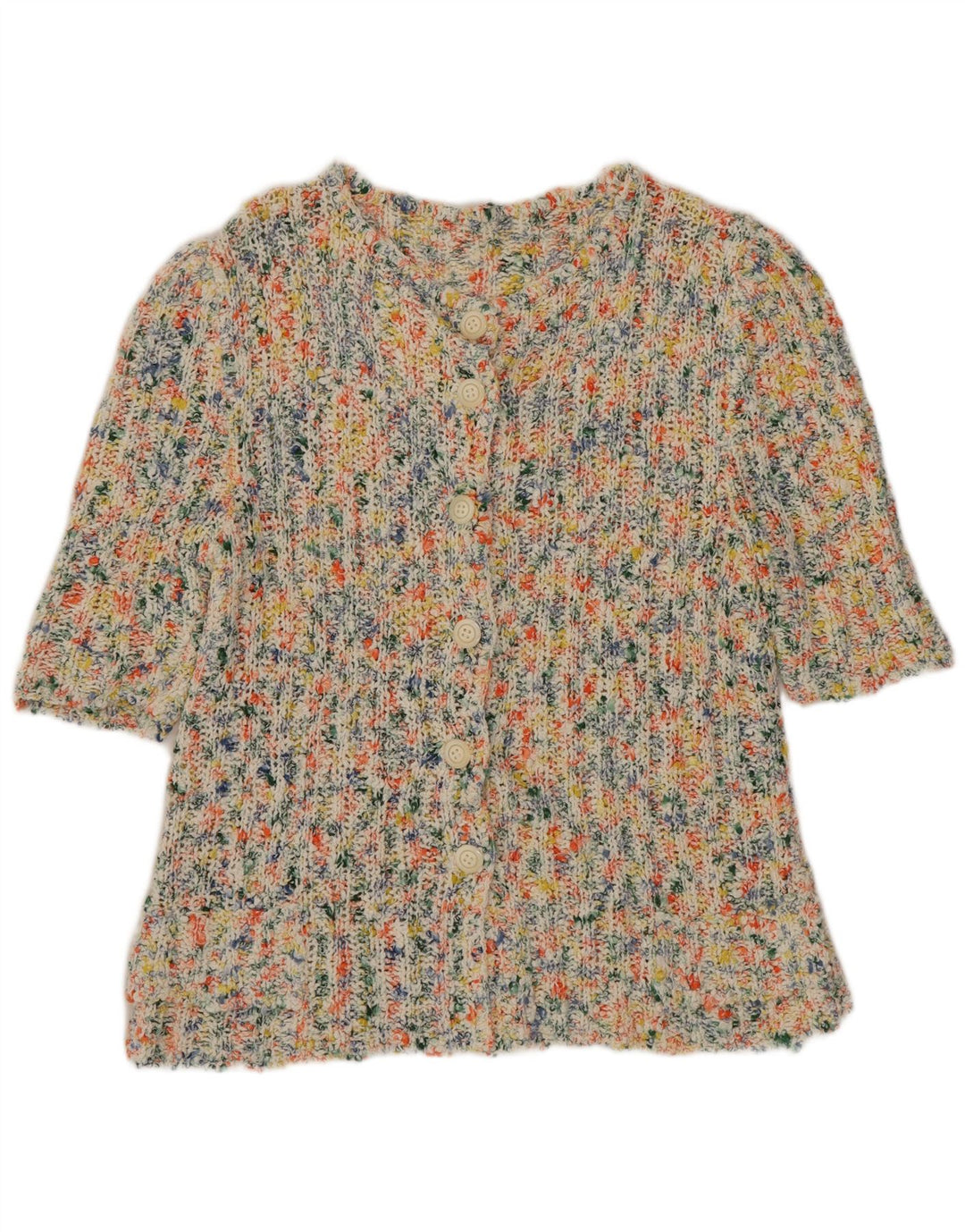 Cardigan vintage cu mânecă scurtă pentru femei UK 8 mic multicolor