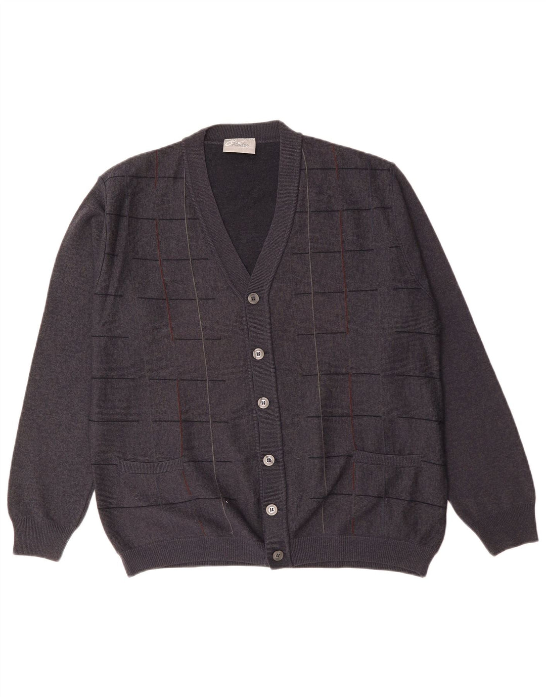 Pulover cardigan pentru bărbați RODES, lână cu carouri, gri mare