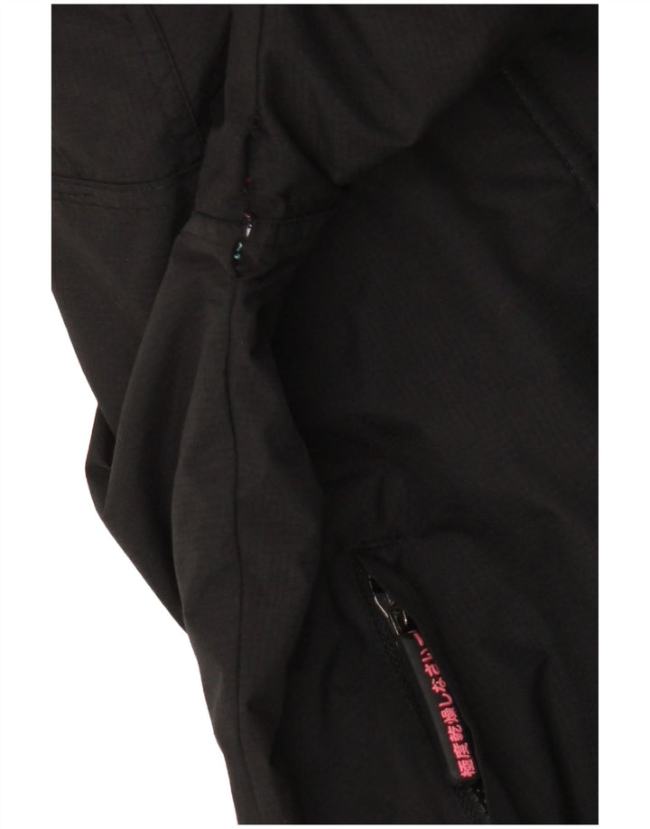 Jachetă de vânt cu glugă Superdry pentru femei UK 16, mare, negru, nailon