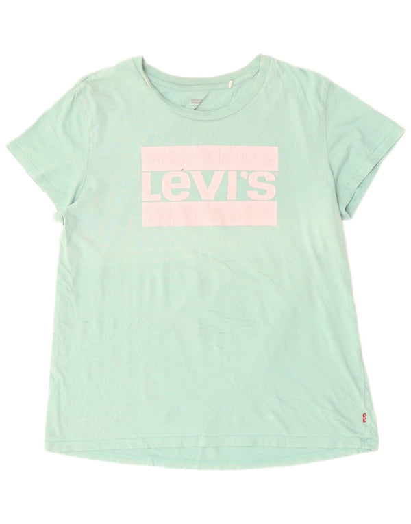 Tricou grafic pentru femei LEVI'S Top UK 16 mare din bumbac turcoaz