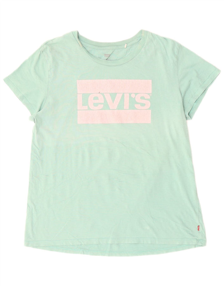 Tricou grafic pentru femei LEVI'S Top UK 16 mare din bumbac turcoaz