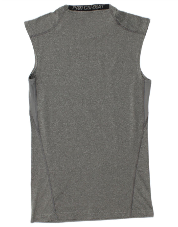 NIKE Womens Dri Fit Vest Top UK 12 Medium Grey Polyester