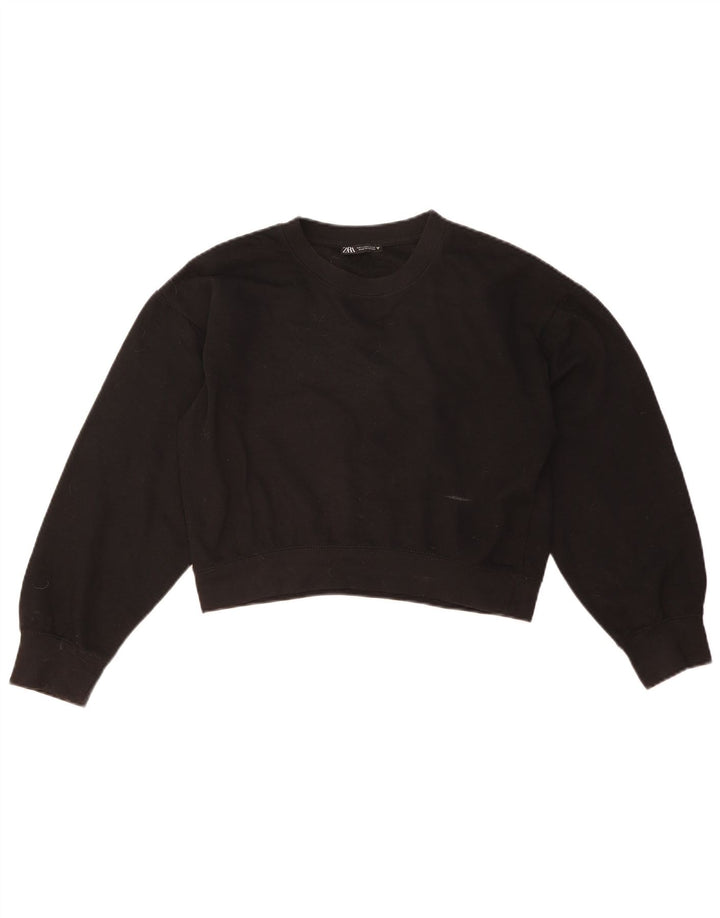 Pulover pentru damă ZARA Crop Oversized Pulover UK 10 Mic Negru
