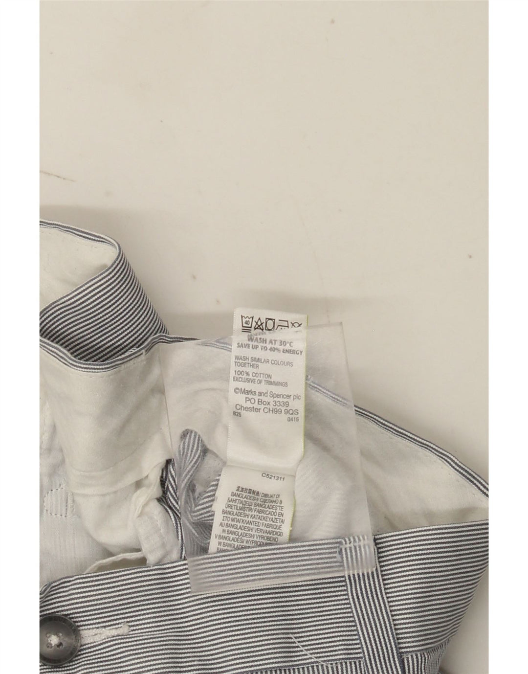 Pantaloni scurți chino pentru bărbați Marks & Spencer W40 XL, bumbac cu dungi gri