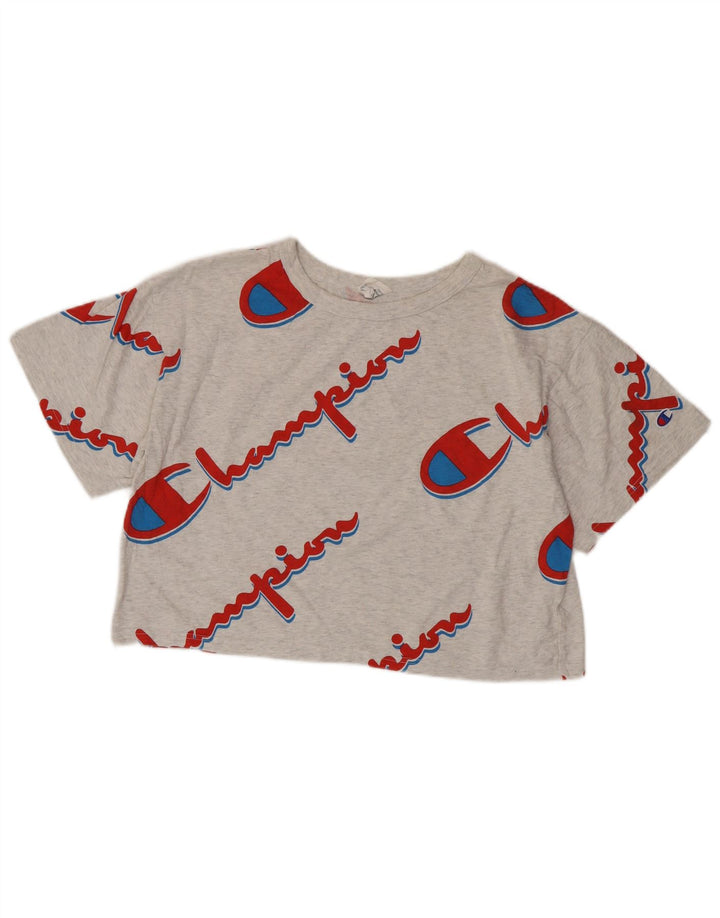 CHAMPION Tricou cu țesătură inversă pentru femei, Top cu grafică, UK 16, mare, gri