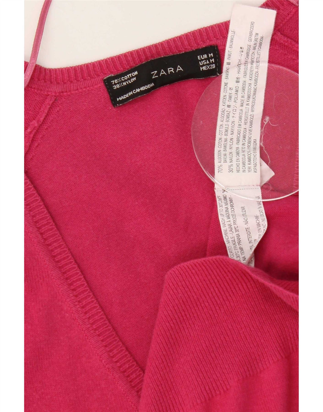 Pulover cardigan pentru femei Zara UK 12, bumbac roz mediu