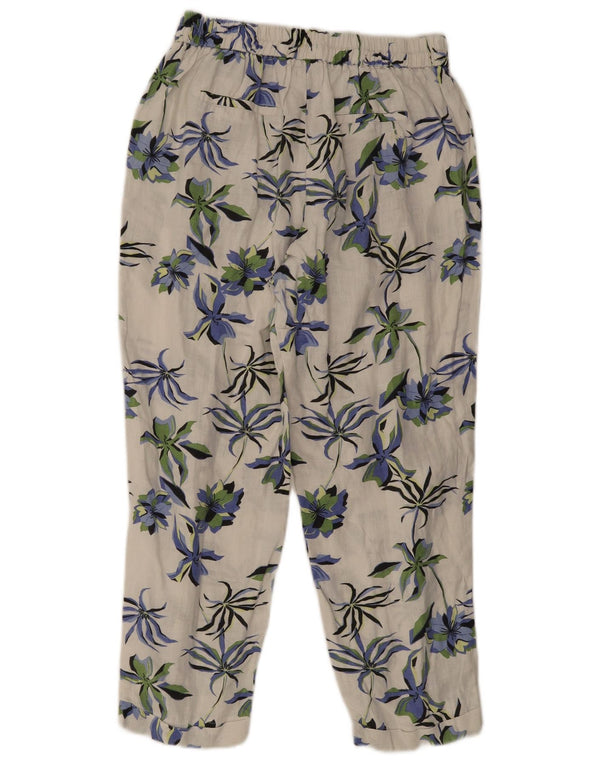 Pantaloni tăiați conici pentru femei Benetton, L28 L24, in alb floral