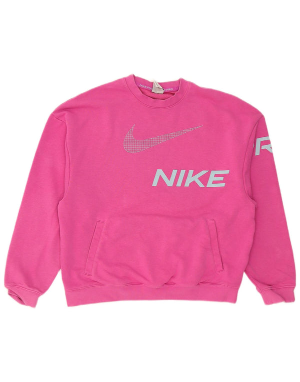Pulover supradimensionat cu grafic Nike pentru femei UK 10 Bumbac roz mic