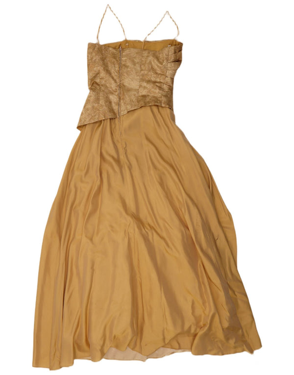 Rochie maxi fără mâneci pentru femei Yve London UK 8 Small Gold Floral