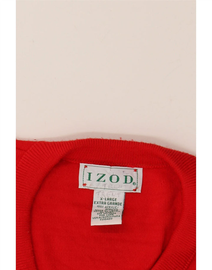 IZOD Mens V-Neck Jumper Sweater XL Red Acrylic Vintage Izod and Second-Hand Izod from Messina Hembry 