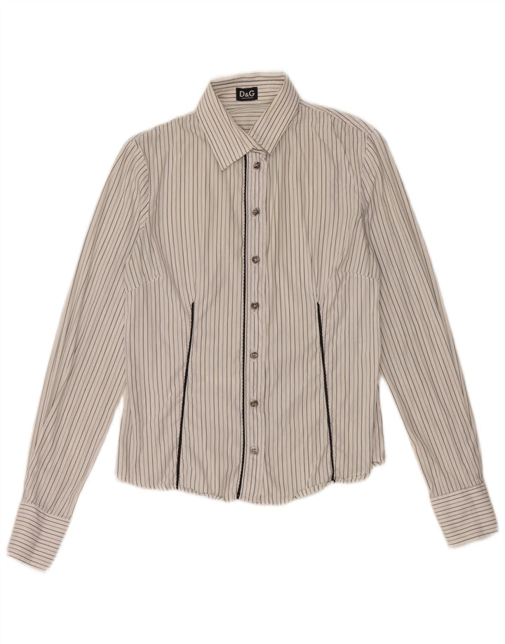 Cămașă Dolce & Gabbana pentru femei IT 42 Medium White Pinstripe
