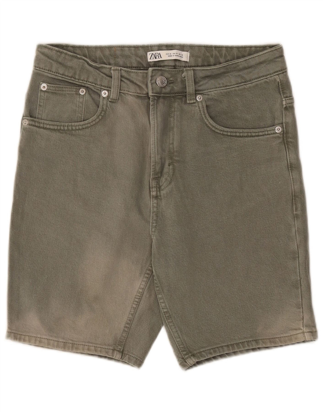 Pantaloni scurți din denim pentru bărbați Zara EU 38 Small W30 Kaki Bumbac