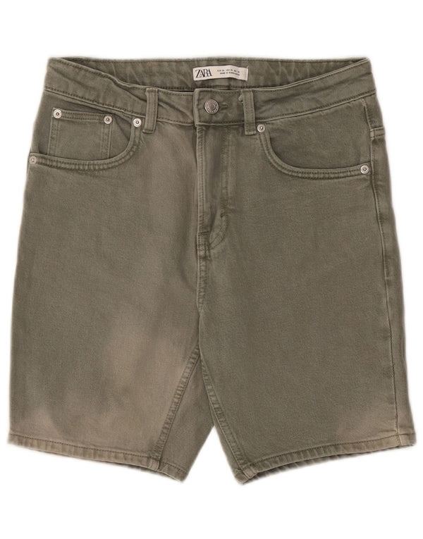 Pantaloni scurți din denim pentru bărbați Zara EU 38 Small W30 Kaki Bumbac