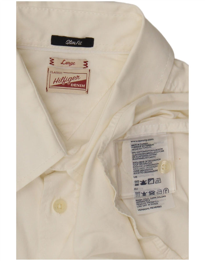 Cămașă pentru bărbați Tommy Hilfiger Slim Fit, mare, alb, bumbac