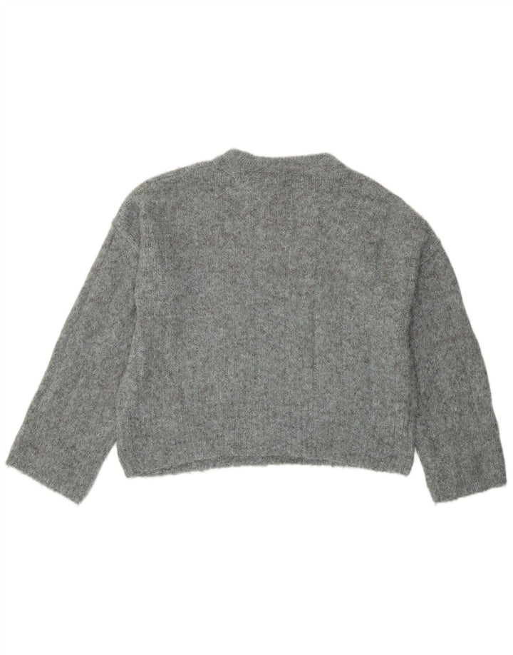 Topshop Pulover supradimensionat pentru femei cu decolteu triplu UK 6 XS poliester gri