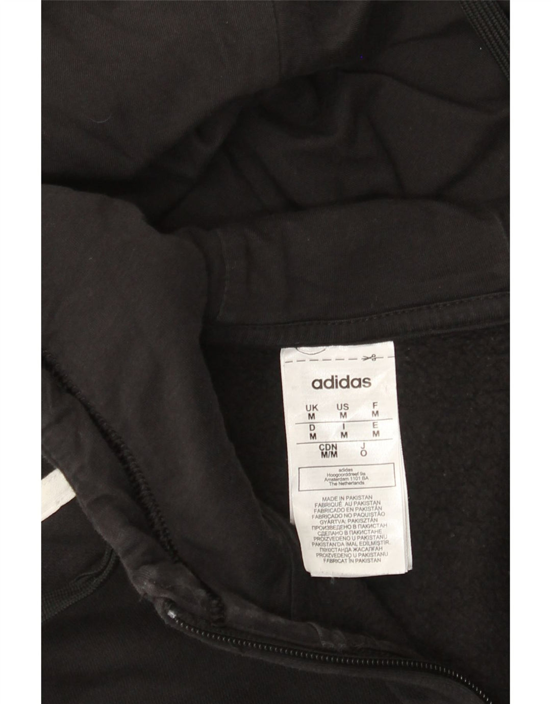 Pulover Adidas pentru bărbați, cu fermoar, bumbac mediu negru