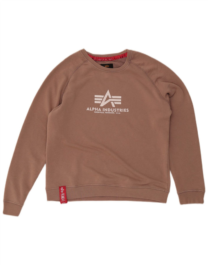 ALPHA INDUSTRIES Pulover cu grafic pentru femei UK 14 Maro mediu