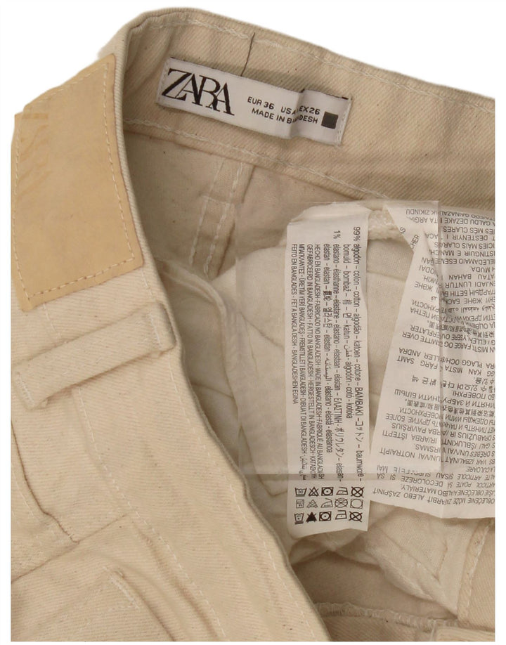 Blugi drepti pentru femei cu talie înaltă ZARA EU 36 XS W26 L24 bumbac bej