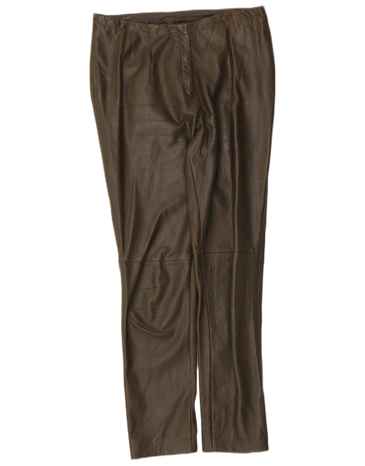 Pantaloni din piele vintage pentru femei W32 L29 kaki