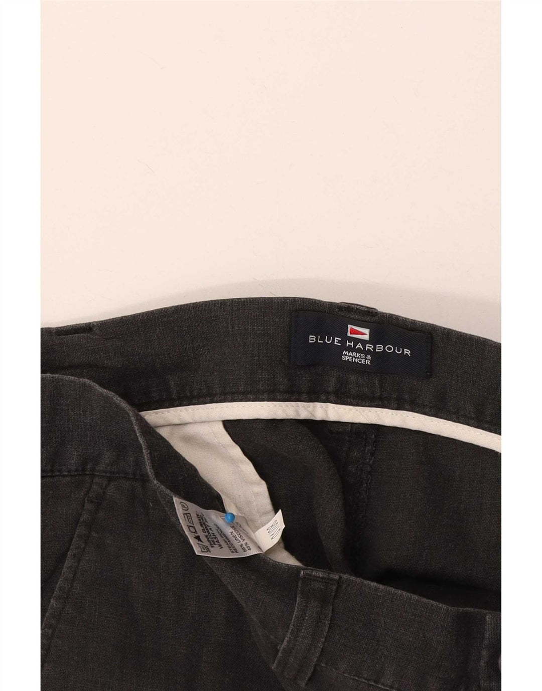 Marks & Spencer Pantaloni scurți chino pentru bărbați Blue Harbour W36 Large Navy Linen