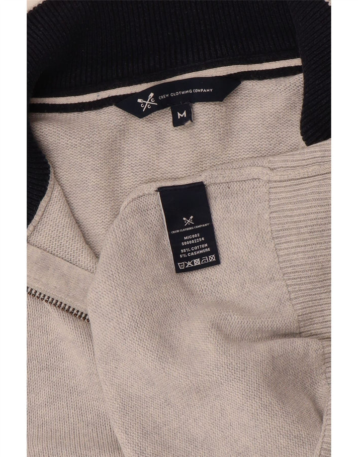 CREW CLOTHING Pulover pentru bărbați, cu fermoar, cu gât, bumbac, gri mediu