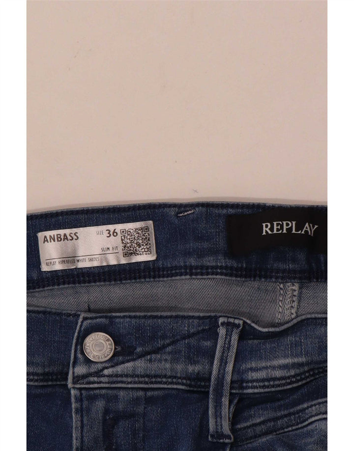 Replay Blugi Anbass Slim pentru bărbați W36 L34 Albastru