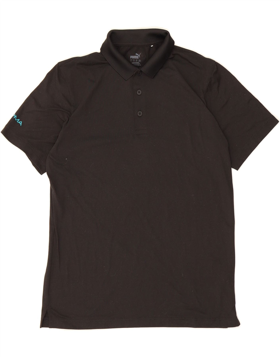 PUMA Mens Polo Shirt Medium Black Polyester Vintage Puma and Second-Hand Puma from Messina Hembry 