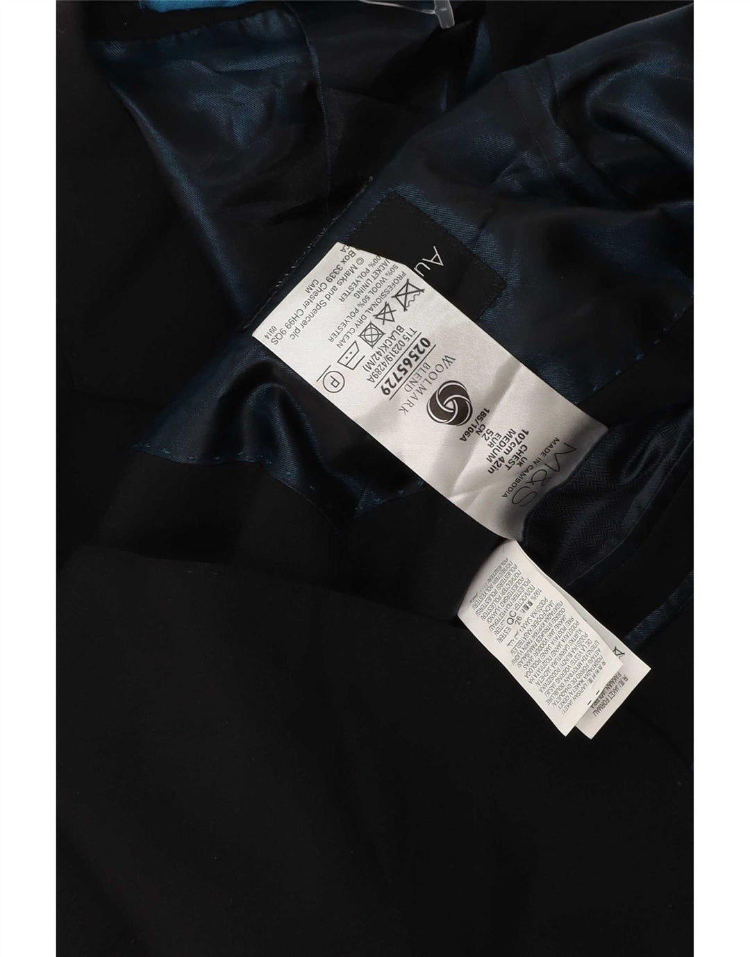 Marks & Spencer jachetă pentru bărbați cu 2 nasturi, UK 42, lână neagră mare