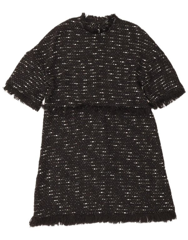 Rochie de linie A pentru femei Zara UK 12 Poliester cu pete negru mediu
