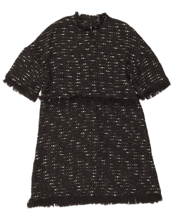 Rochie de linie A pentru femei Zara UK 12 Poliester cu pete negru mediu
