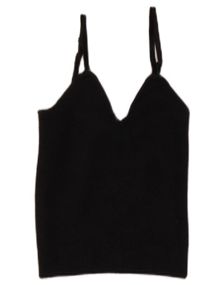 Emporio Armani Crop Cami Top pentru femei IT 40 Lână mică, albastru bleumarin