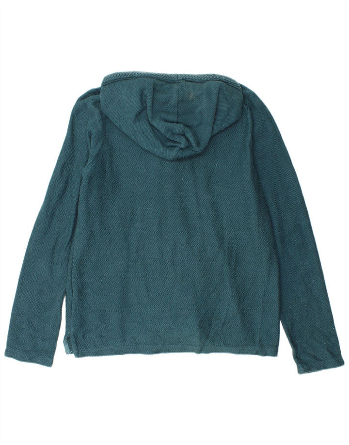 FAT FACE Pulover cardigan cu glugă pentru femei UK 12 Bumbac verde mediu