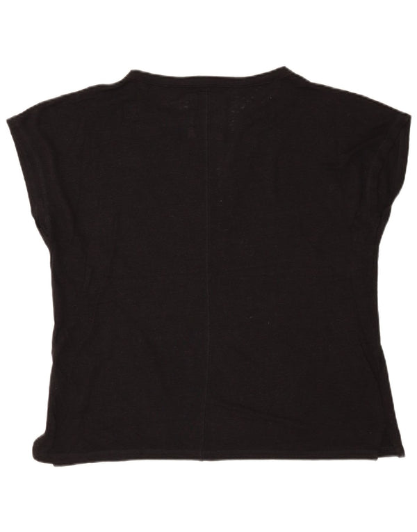 Fat Face Tricou supradimensionat pentru femei Top UK 16 Large Black Linen