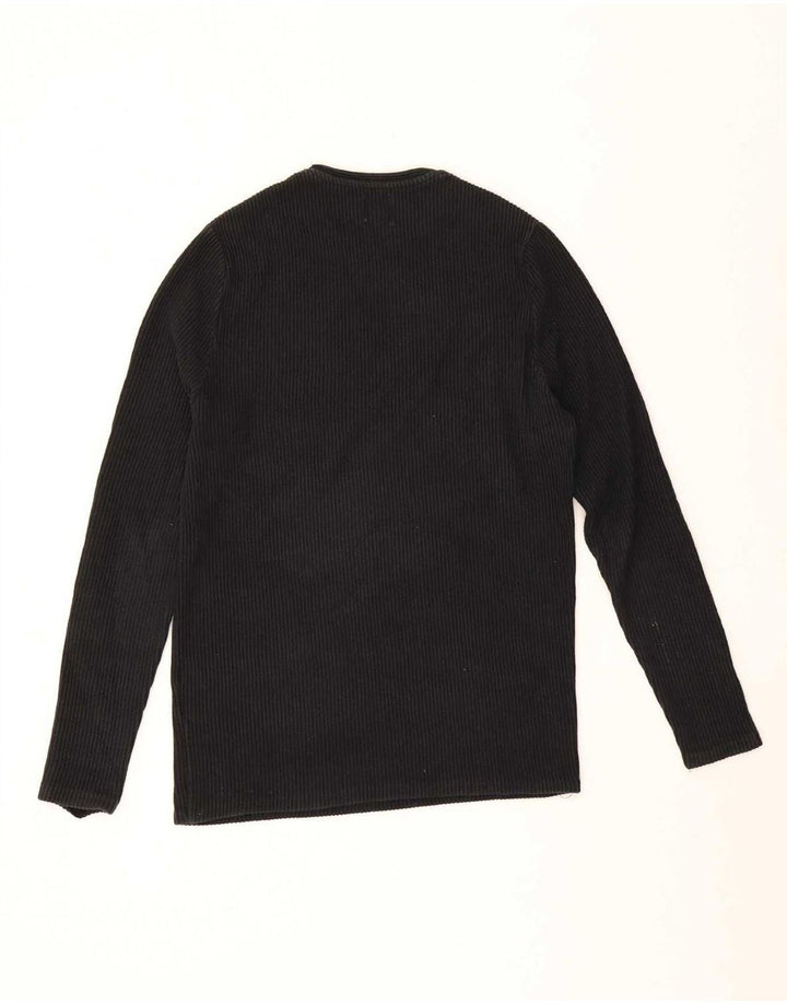 Top pentru bărbați Zara cu mânecă lungă, mic, negru, bumbac