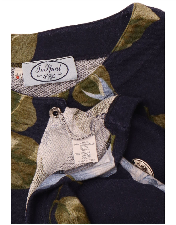 Jachetă pentru femei VINTAGE cu mâneci 3/4 IT 44 Medium Bleumarin Floral