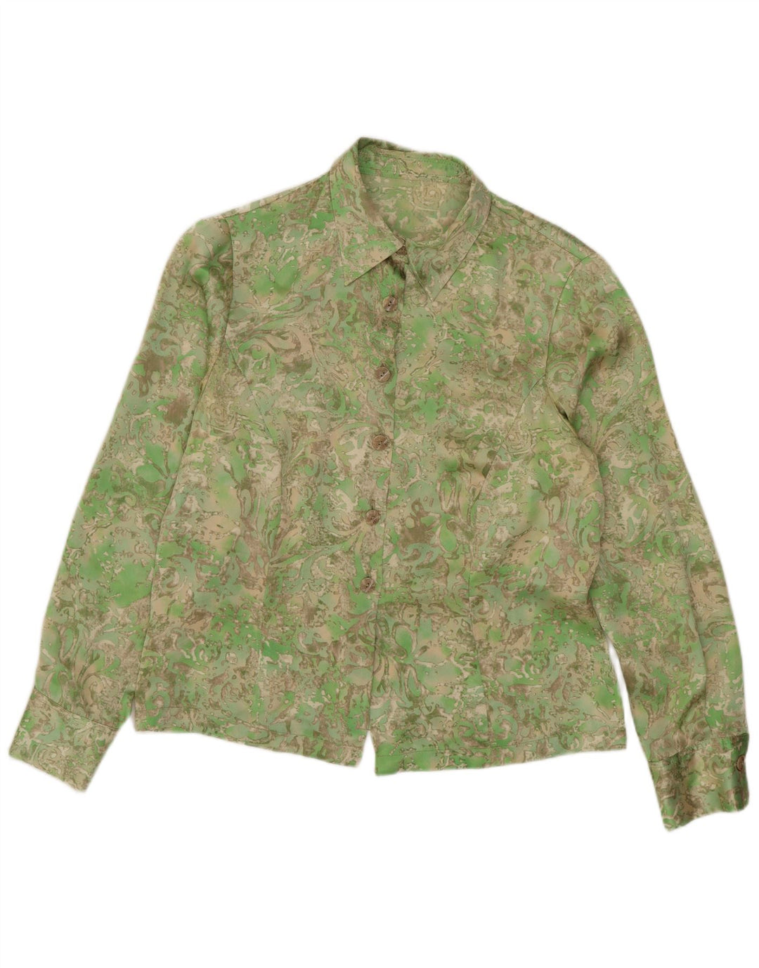Cămașă Vintage pentru femei UK 14 Medium Green Paisley