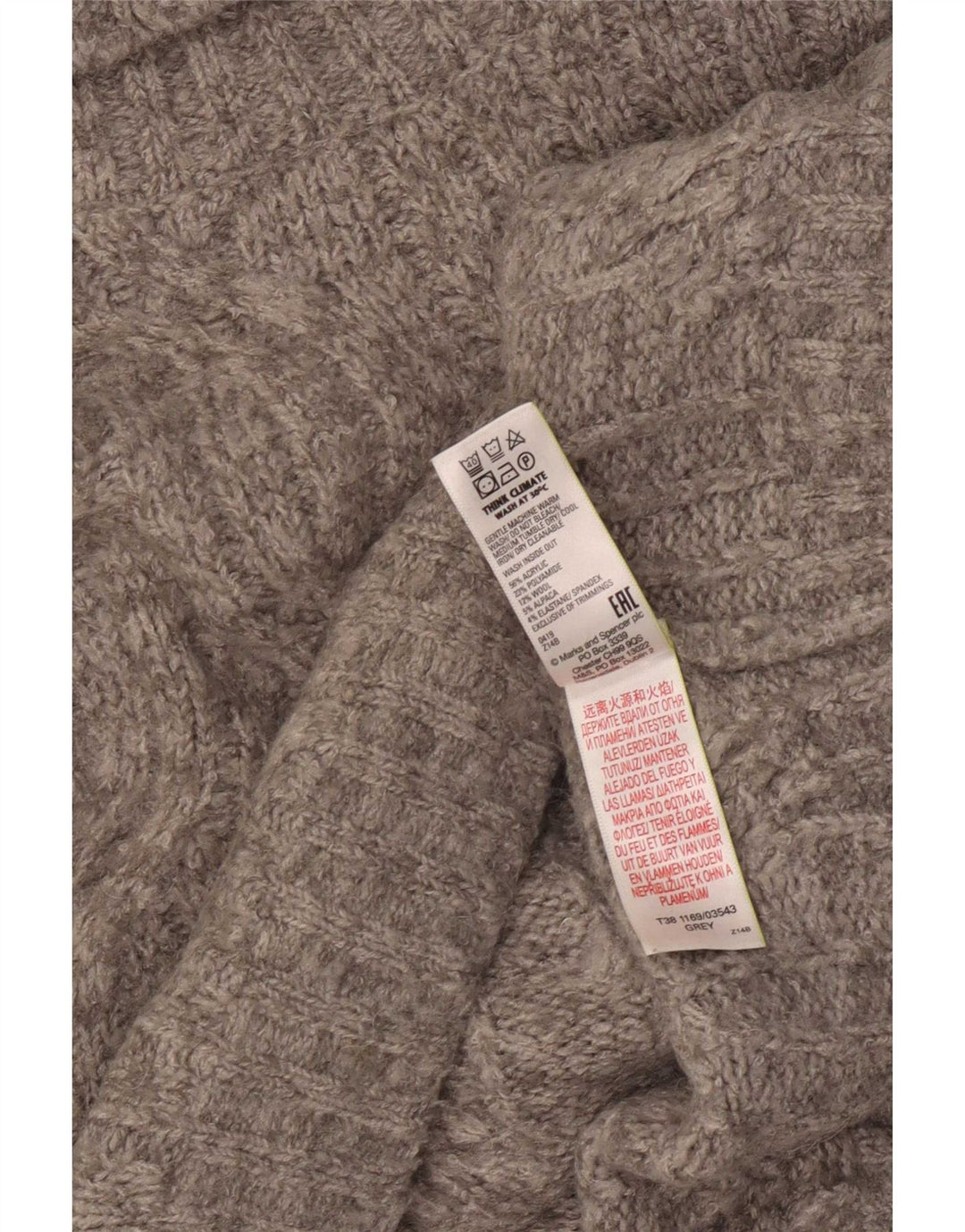 Marks & Spencer Pulover supradimensionat pentru femei cu gât rulat, UK 16, mare, gri