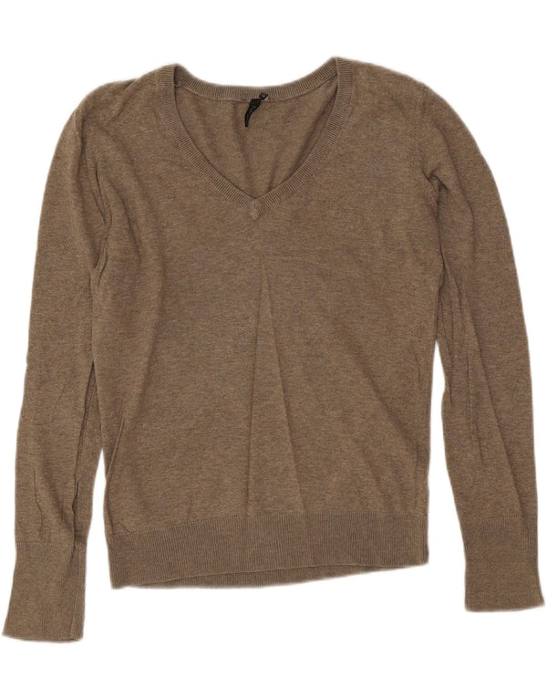 Pulover cu decolteu în V Topshop pentru femei UK 12 bumbac gri mediu