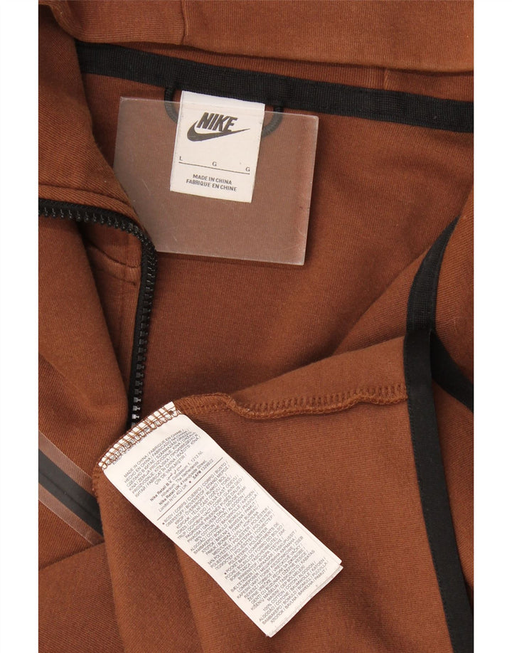 Pulover Nike pentru bărbați, cu fermoar, bumbac maro mare