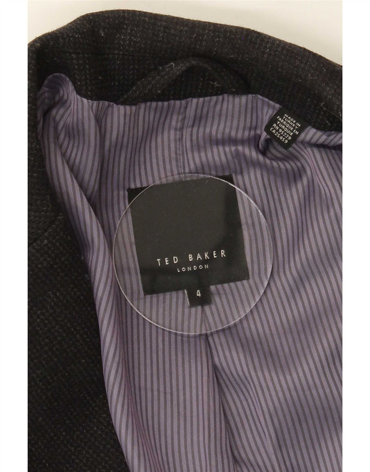 Pardesiu militar Ted Baker pentru bărbați, mărime 4, lână mare, gri