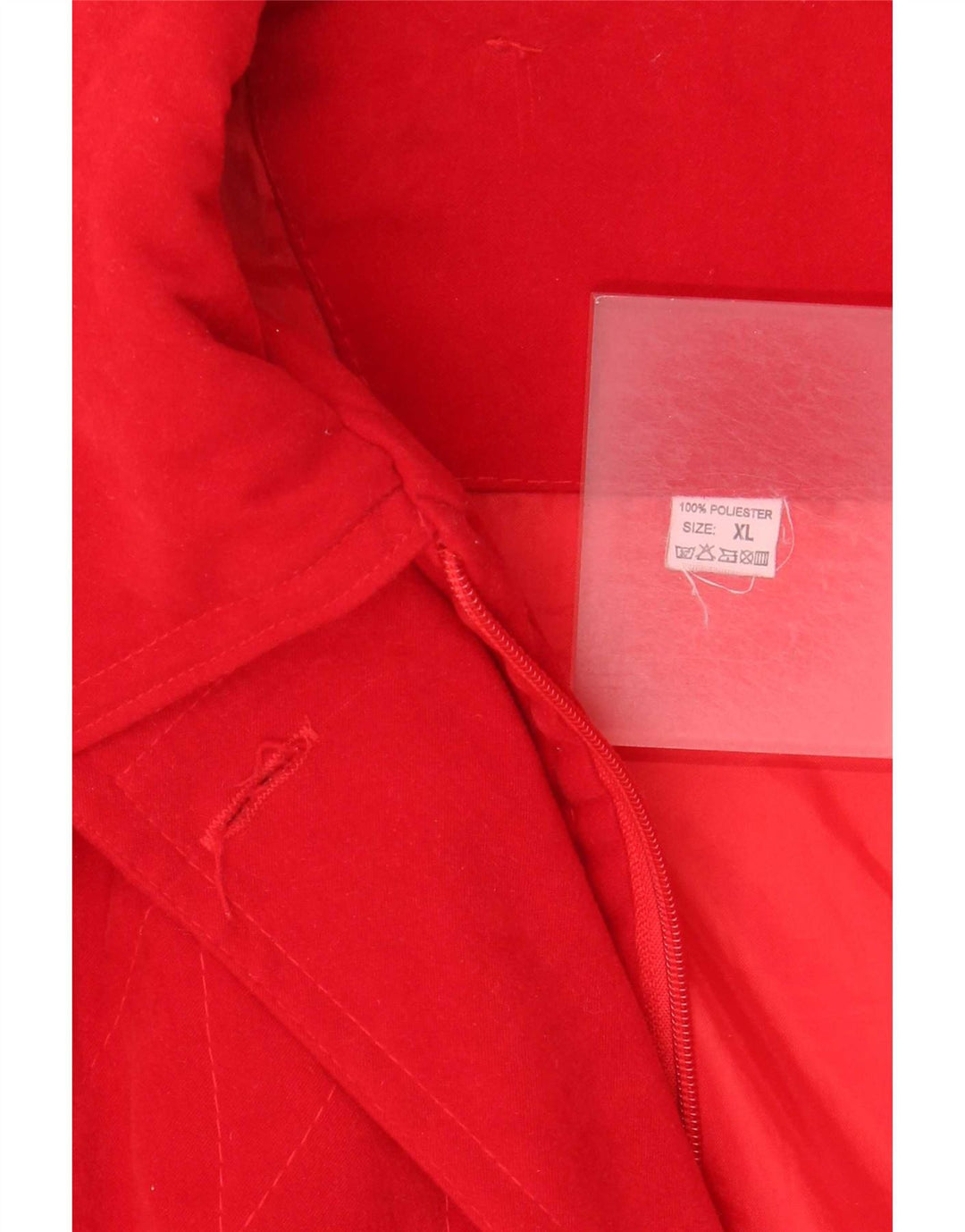 Jachetă parka supradimensionată cu glugă vintage pentru femei UK 18 XL poliester roșu