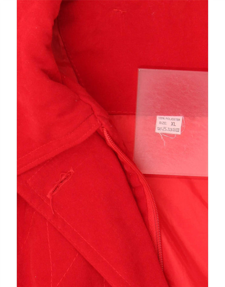 Jachetă parka supradimensionată cu glugă vintage pentru femei UK 18 XL poliester roșu