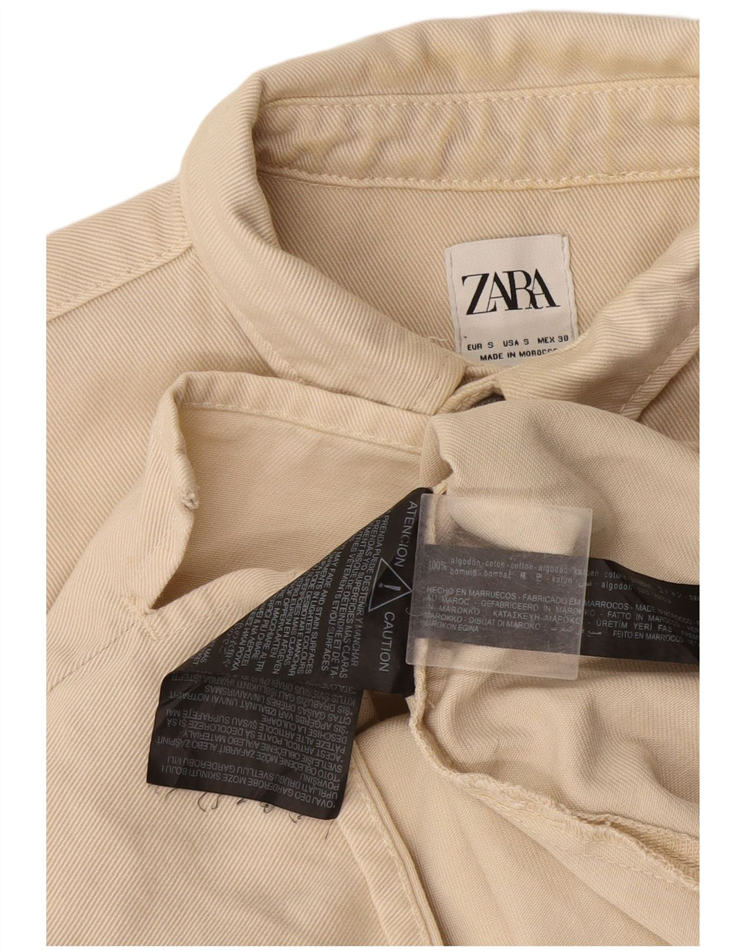 Cămașă Denim Zara Bărbați Mic Bej Bumbac
