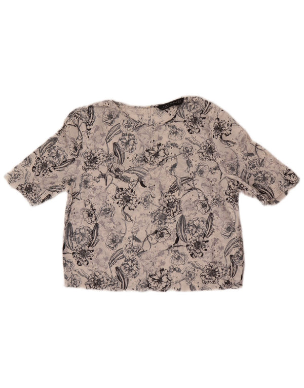 Bluză Crop Top Femei Zara UK 6 XS Alb Floral