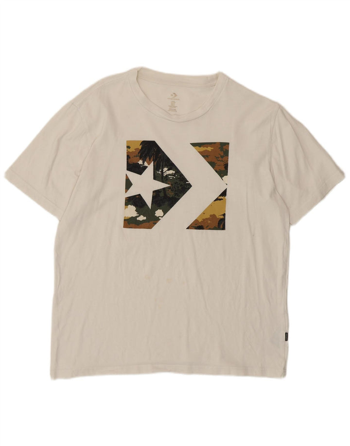 Tricou grafic Converse pentru bărbați Top mediu din bumbac alb
