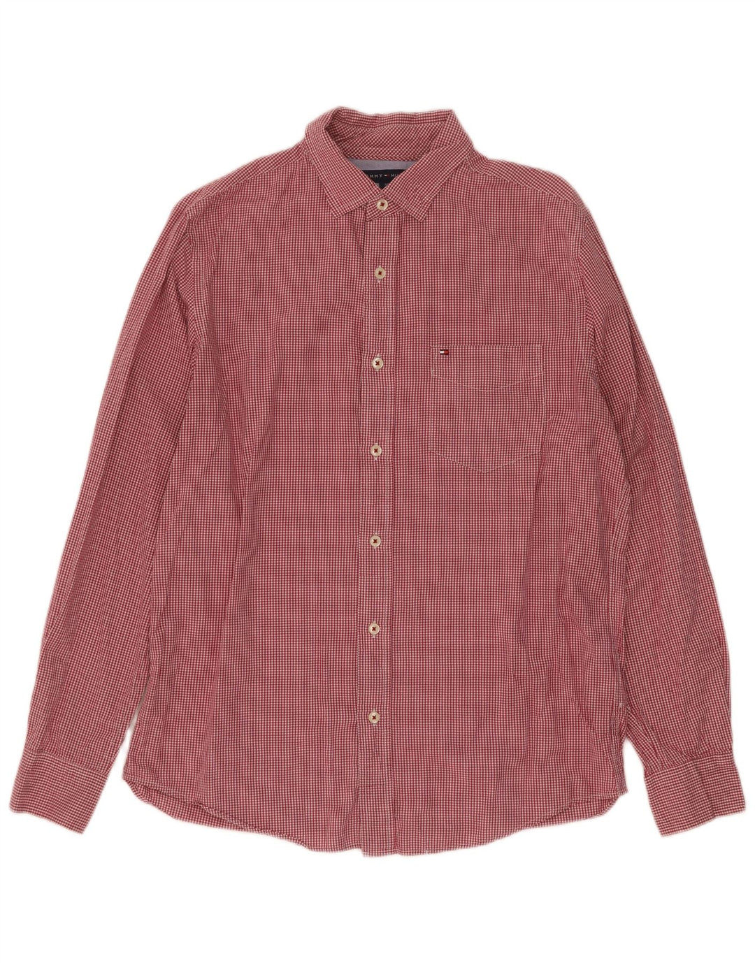 Cămașă pentru bărbați Tommy Hilfiger Classic Fit, din bumbac roșu Gingham