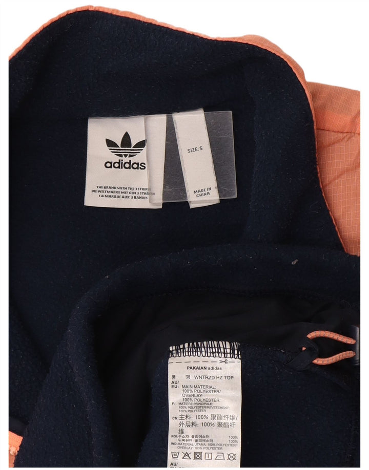 Pulover pentru bărbați Adidas, cu fermoar și gât, din fleece, mic, albastru, poliester color