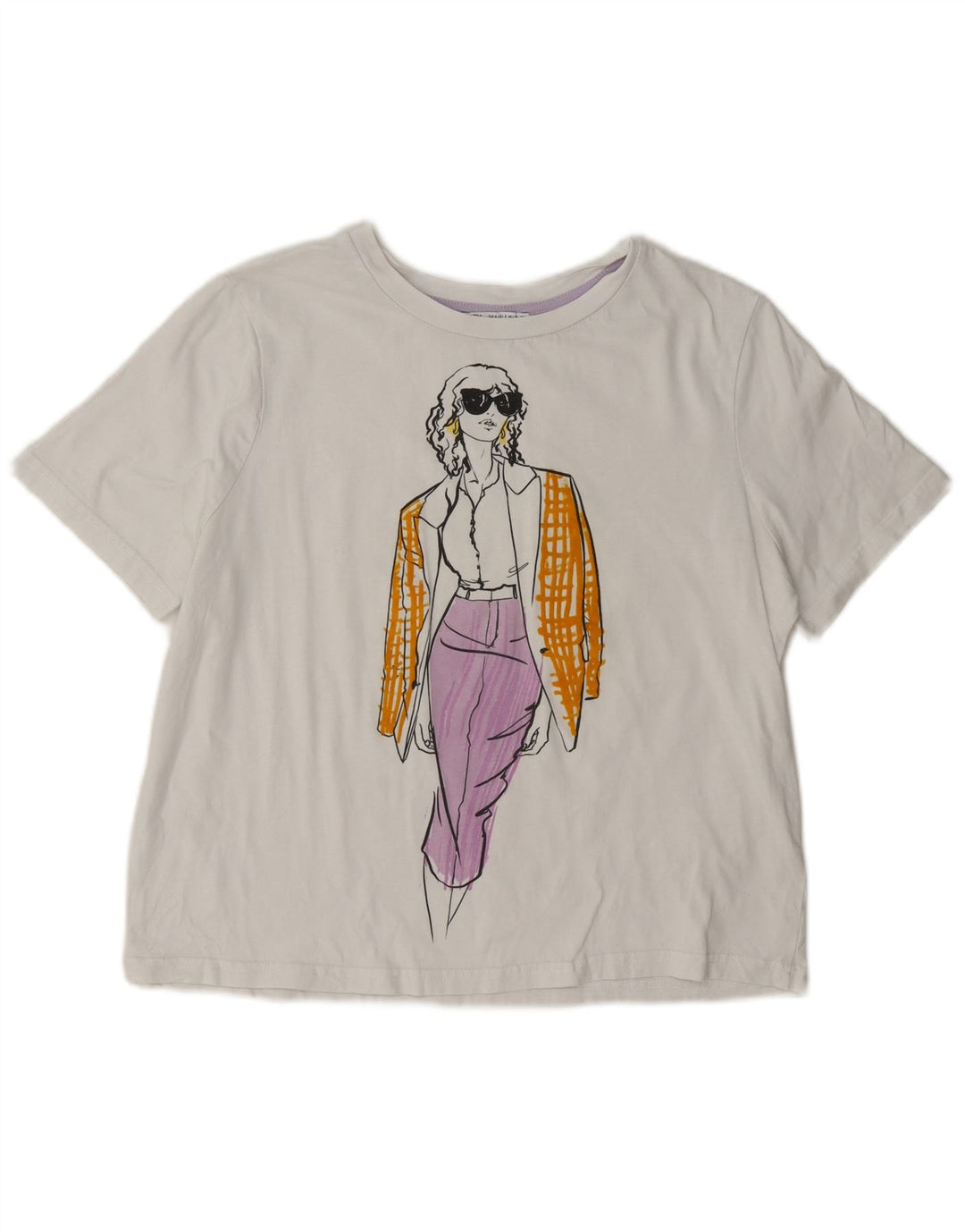 Tricou grafic supradimensionat pentru femei Zara UK 10 Small White